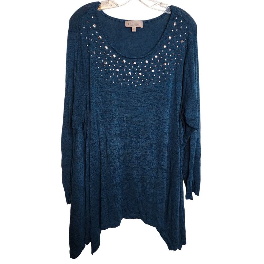Philosophy Sharkbite Hem Teal Tunic 3X